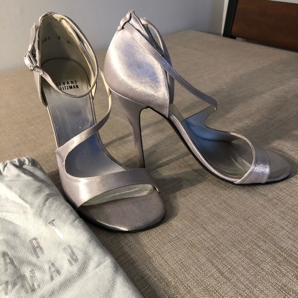 Silver strappy Stuart Weitzman heels